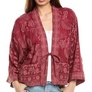 NWT Johnny Was Womens Tyrael Kimono embroidered Red size small